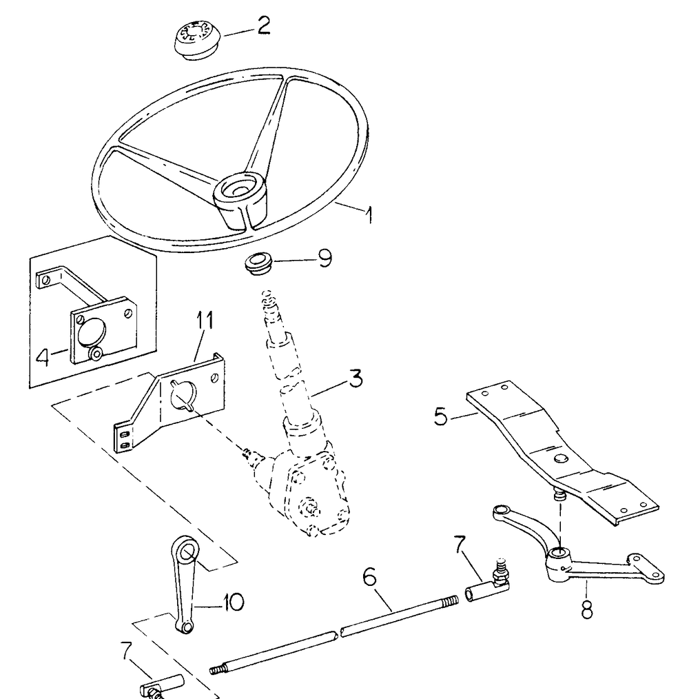 Steering And Supports Diagram and Parts List for CUB185  Cub Cadet Lawn Tractor
